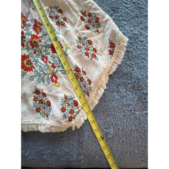 Altrd State Ivory /‎ Floral blouse W/ Fringe And Elastic Neck Line / Size S Boho - Picture 6 of 6